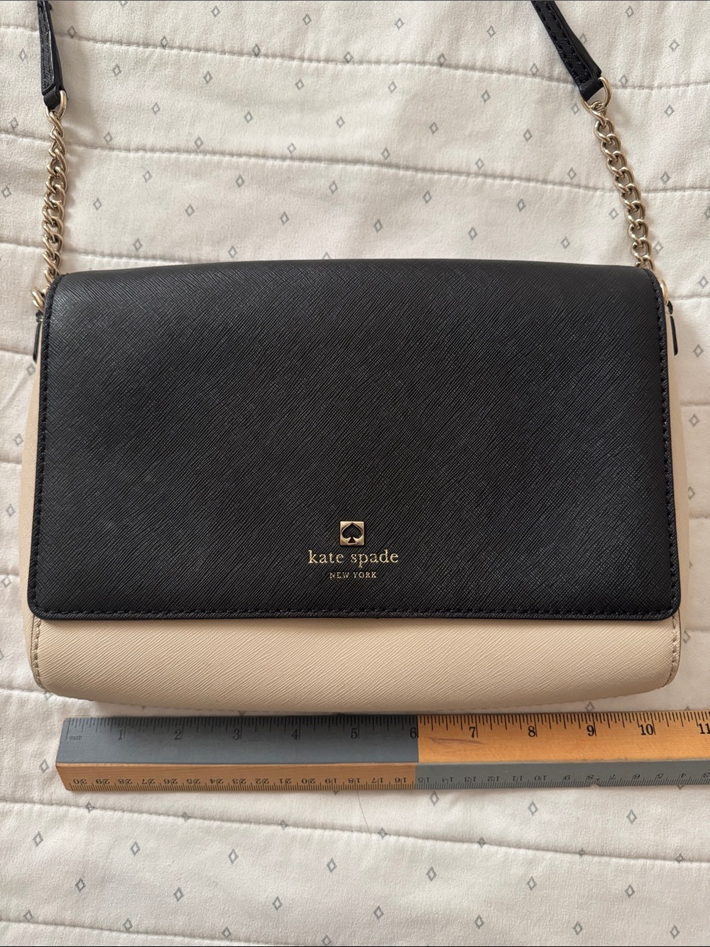 kate spade Black and Cream Crossbody Purse with Chain Strap